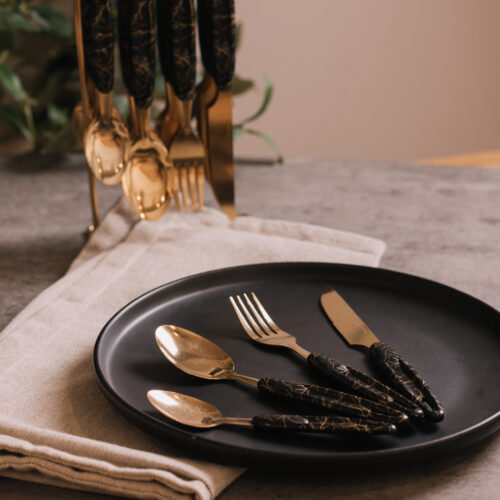 Juego de Cubiertos x 24 Piezas ( color negro )